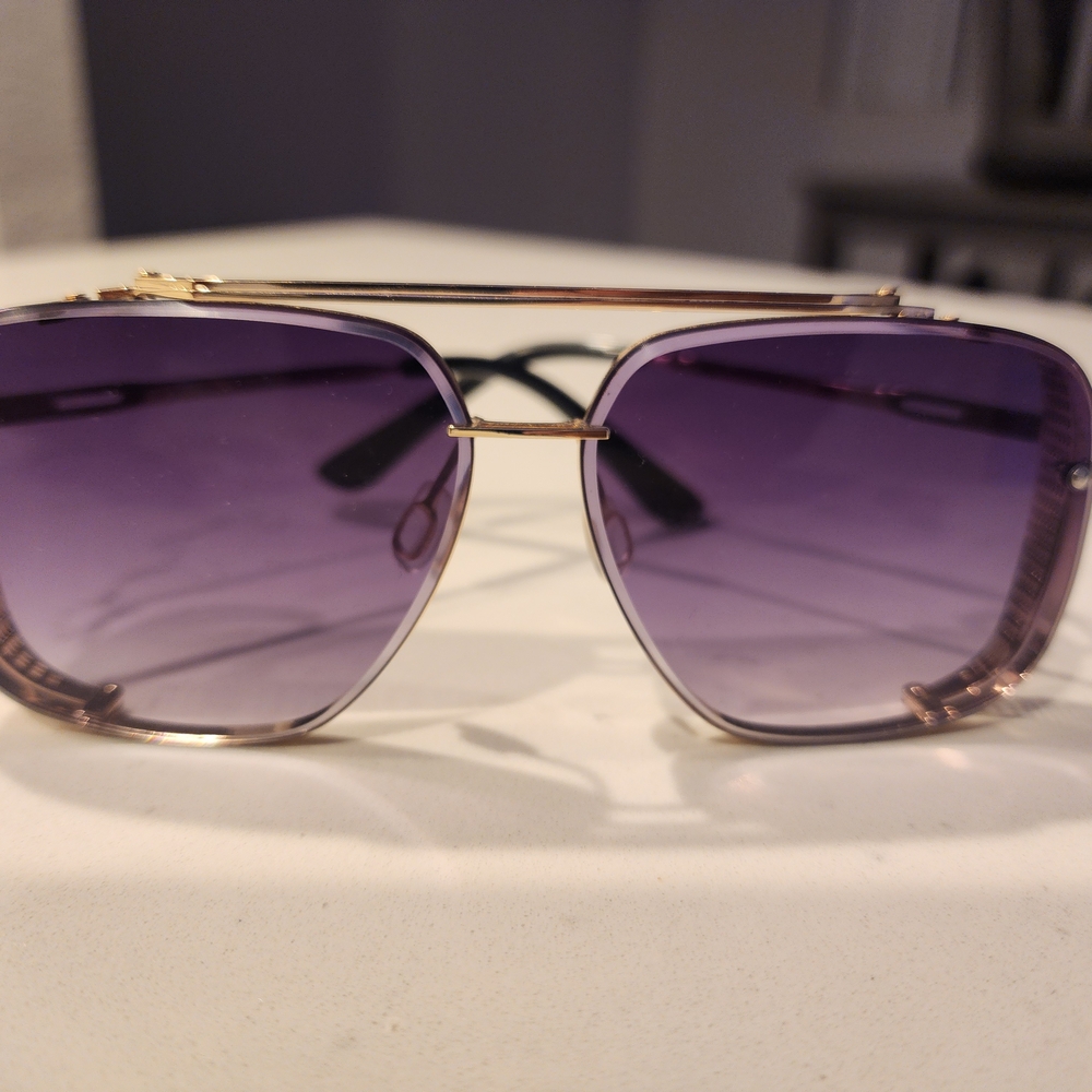 Dark Tint Gradient Sunglasses with Gold And  Silver Frame